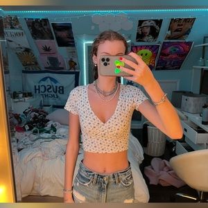 blue floral brandy top